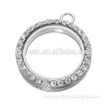customize logo glasses round shaped photo frame pendant rhinestone silver charms